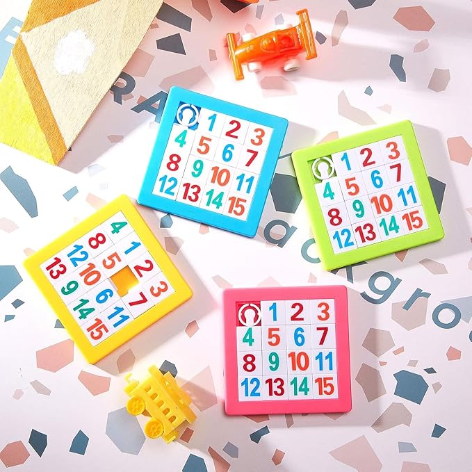 Sumind 24 Pieces Slide Puzzle for Kid 15 Number Puzzle Slide Game Logic Toy | Colorful Plastic IQ Blocks Toys, Logic Game, Brain Teaser Funny Game, Brain Training Puzzle for Boys Girls Kids Adults