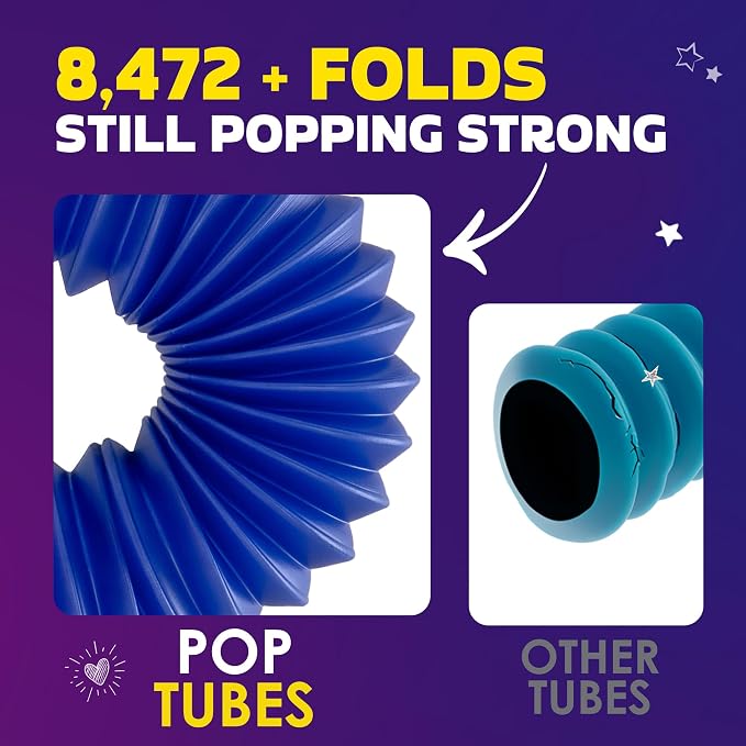 Nutty Toys Mini Pop Tubes - 8-Pack Sensory Toys - Creative STEM Learning for Kids & Toddlers - Connect & Pop! Top ADHD Autism Fidget 2026, Best Boy & Girl Christmas Stocking Stuffers Gifts Idea