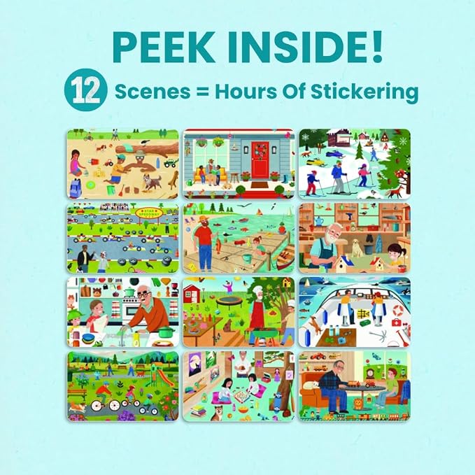 Cupkin Spending Time with Grandpa Coloring & Sticker Book | 500+ Stickers | Spiral-bound kids craft format with 12 scenes, 12 art pages, side-by-side viewing, and an easy-peel design for ages 2–8