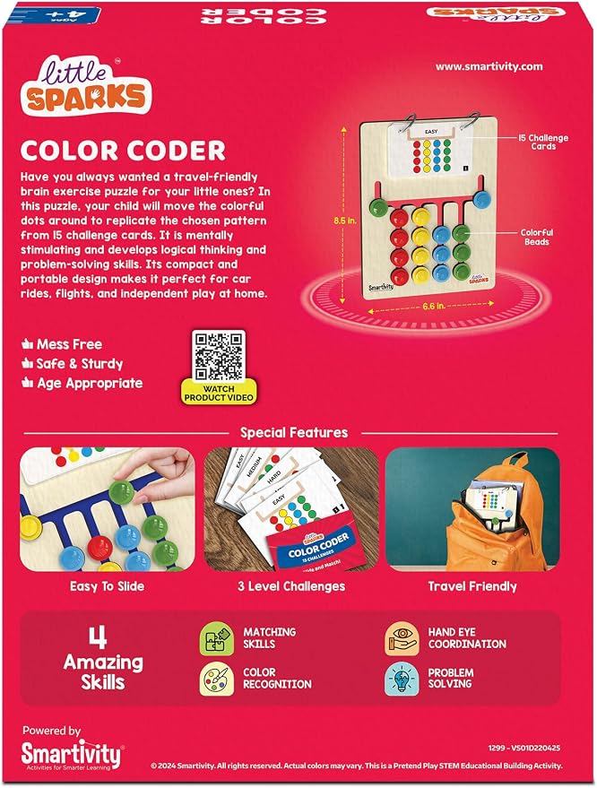 Smartivity Montessori Slide Puzzle - Wooden Toy for Kids 4-8 Years | Color & Pattern Matching Learning Toy | Travel-Friendly Educational Activity | Birthday Gift for Boys & Girls