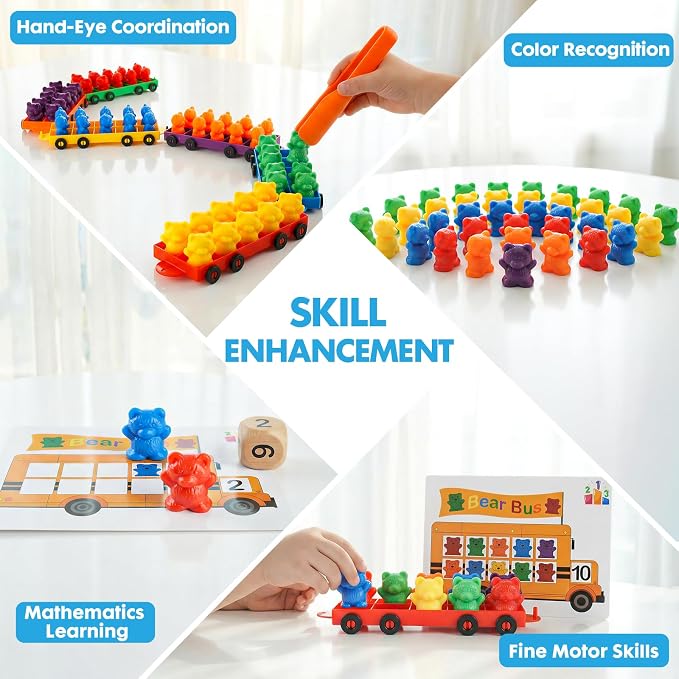 Bmag Counting Bears with Matching Trains, Preschool Learning Toys Color Recognition and Math Learning Games, STEM Educational Toy Gift for Kids Age 3 4 5 Year Old Boys Girls