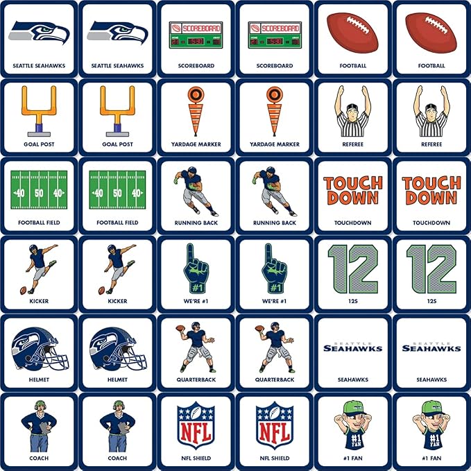 MasterPieces Officially Licensed NFL Seattle Seahawks Picture Matching Card Game for Kids and Families