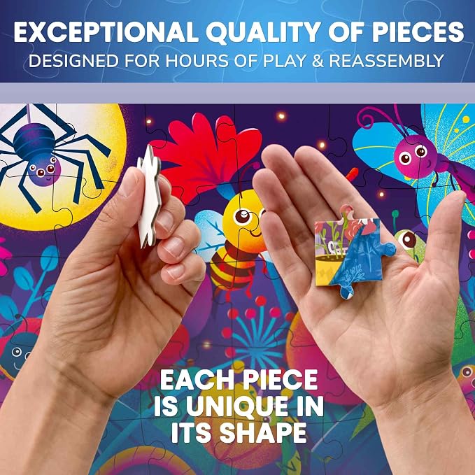 30 Pieces Puzzles for Kids Ages 3-5 – 4 Jigsaw Toddler Puzzles Ages 4-6 | Glow-in-The-Dark Dinosaur and Animals Learning - Educational Jigsaw Puzzle for Ages Kids 4-8 Years Old