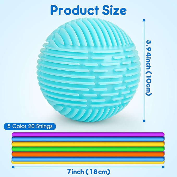 Sensory Fidget Toys for Kids, Sensory Activity Ball with 20 Strings, Sensory Toys for Autism ADHD Calming Focus Stress Relief, Travel Game Car Road Trip Airplane Activity Toys with Storage Bag