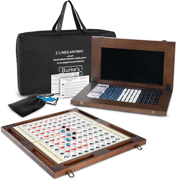 Two Lines Anyway Board Game – Strategy Game for Kids, Adults & Family, Ages 7+, 2-12 Player – Walnut Wooden Game, Handcrafted Heirloom