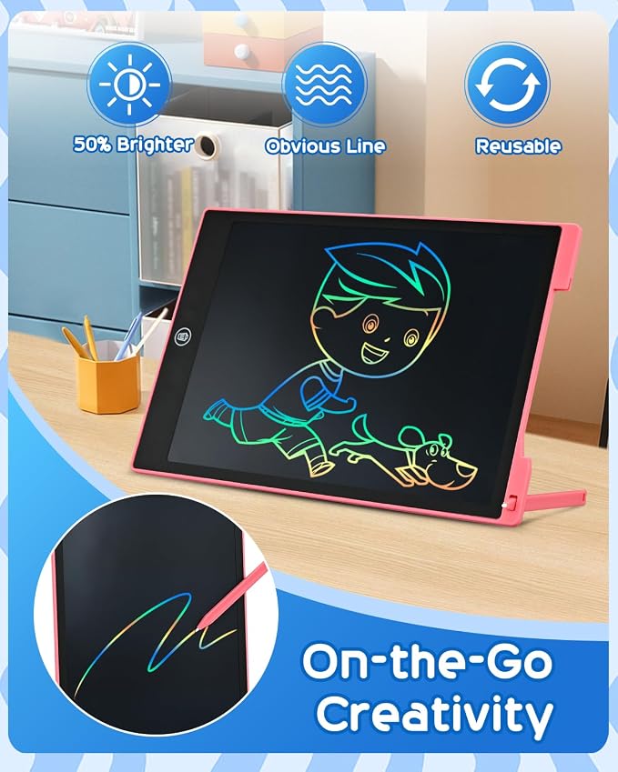 cimetech 2 Pack LCD Writing Tablet for Kids, Doodle Board Drawing Pad | 12 Inch Toddler Toys for 3-8 Year Old Girls Boys, Travel Essentials, Educational Toys Birthday Gift for Children