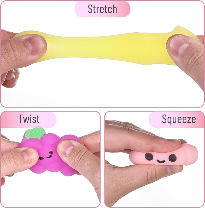Mr. Pen- Fruit Squishy Toys, 12 Pack, Washable Twistable Stretchy Squishies | Soft Stress Relief Sensory Toys for Squeezing, Kids’ Gifts, Party Favors & Classroom Rewards