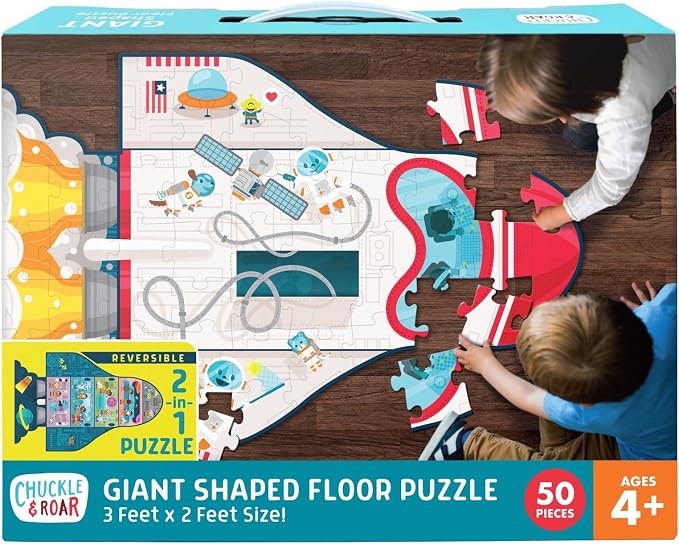 Chuckle & Roar Dinosaur Floor Puzzle, Puzzles for Kids Ages 4-6, 50 Piece | Glow-In-The-Dark Dinosaur Bones, Oversized Pieces for Little Hands, 2 ft x 3 ft Floor Puzzles for Kids, Toddler Puzzles