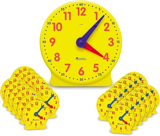 Learning Resources Classroom Clock Kit - Preschool Must Have, Teaching Time Activity , About Flash Time Cards, Montessori Toys, Math Manipulatives, Gifts for Boys and Girls, Toddler Activities