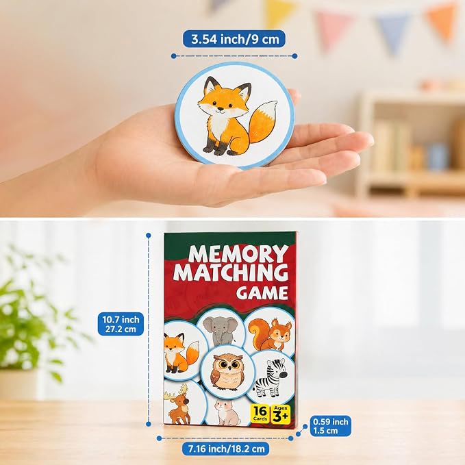 Felt Matching Game for Toddlers, Animal Memory Game | Travel Sensory Memory Flash Cards, Soft Safe Preschool Educational Gift for Boys Girls