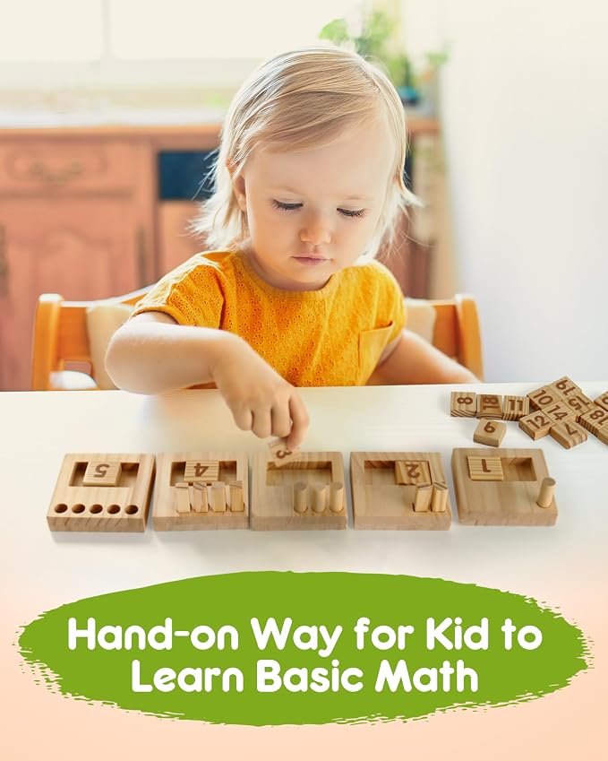 SYNARRY Wooden Counting Peg Boards - Montessori Math Manipulatives for Kindergarten Learning Activities, Number Addition and Subtraction Game, Easter Basket Stuffer Gift for Kid Ages 3-8