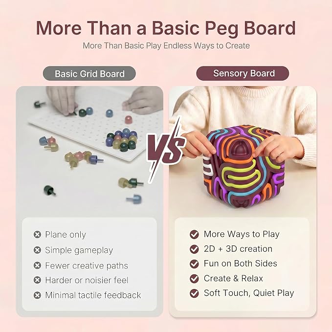 Sensory Activity Board Cube Fidget Toys for Kids & Adults - Zero Noise Silicone Quiet Toddler Travel Toys for Car Rides & Airplane - Autism ADHD Calming Toy Gift Stuffers with 15 Strings