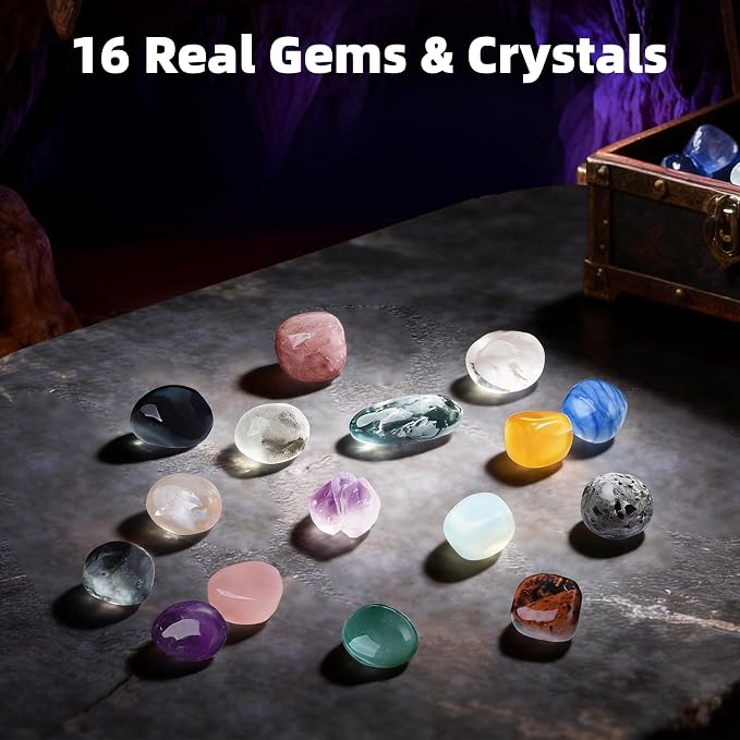 GobiDex Gemstones Dig Kit for Kids Ages 6-12, Excavate 16 Real Gemstones | STEM Science Toy, Archaeology & Geology Science Gift for Boys and Girls Age 6+