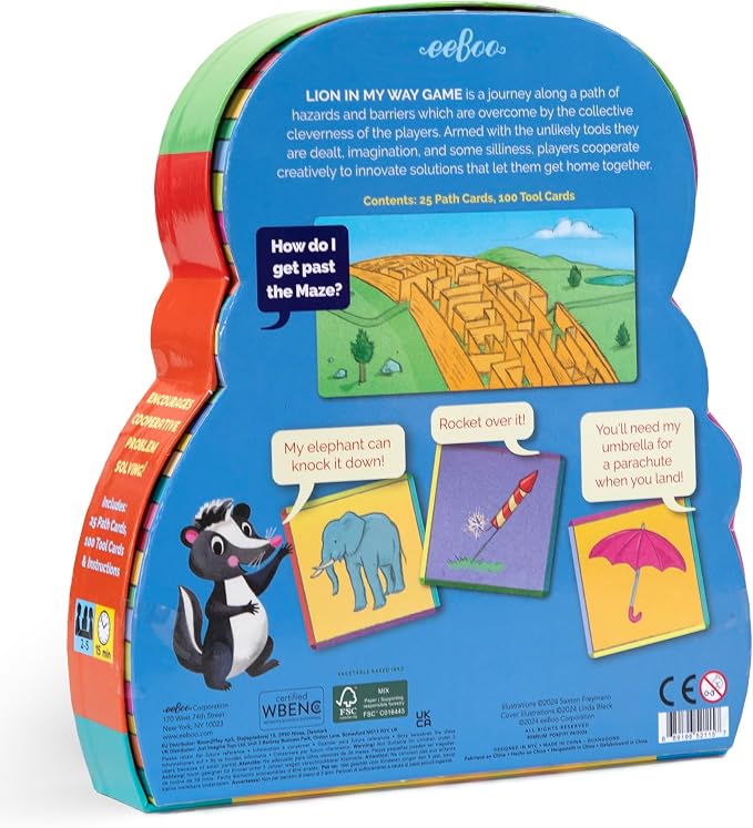 eeBoo Lion in My Way Game - Award Winning Cooperative & Imaginative Problem Solving Game, Screen-Free Fun for 2-4 Players, Kids Ages 5 and up