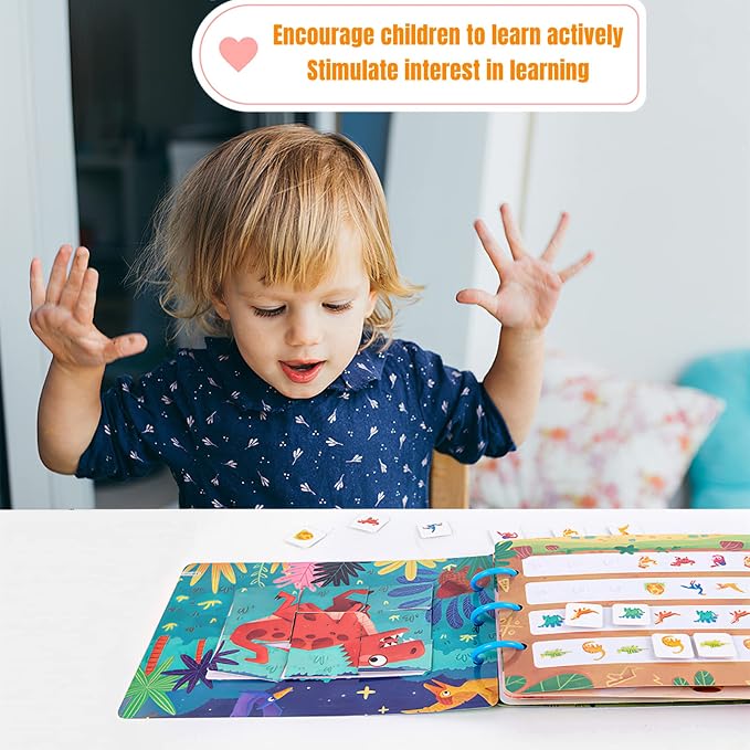 4 Pack DIY Montessori Busy Book, Montessori Quiet Book for Kids, Vehicle Life Skill Farm Dinosaur Preschool Learning Activities Learning & Education Toys