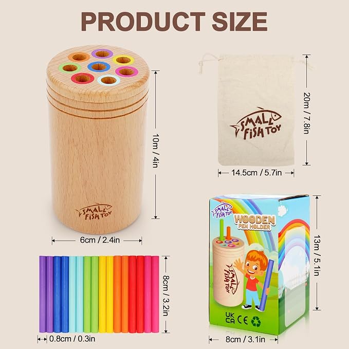 Montessori Toys for Toddlers 1-3 Wooden Fine Motor Learning Preschool Toys | Sensory Color Sorting Toy for 18 Month Old Babies, Solid Wood Educational Busy Board Travel Birthday Gift for Boys Girls