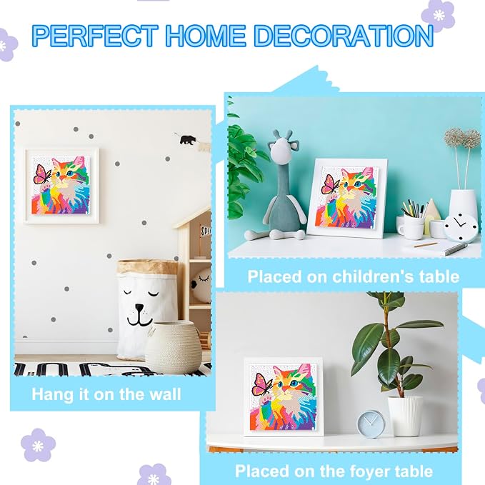 Nardoll Diamond Art Kits for Kids - Arts and Crafts for Kids Ages 4-8-12 - Dimond Art Painting with Wooden Frame - GEM Art for Girls Gifts Boys Adults Beginners Home Wall Decor(7x7inch)