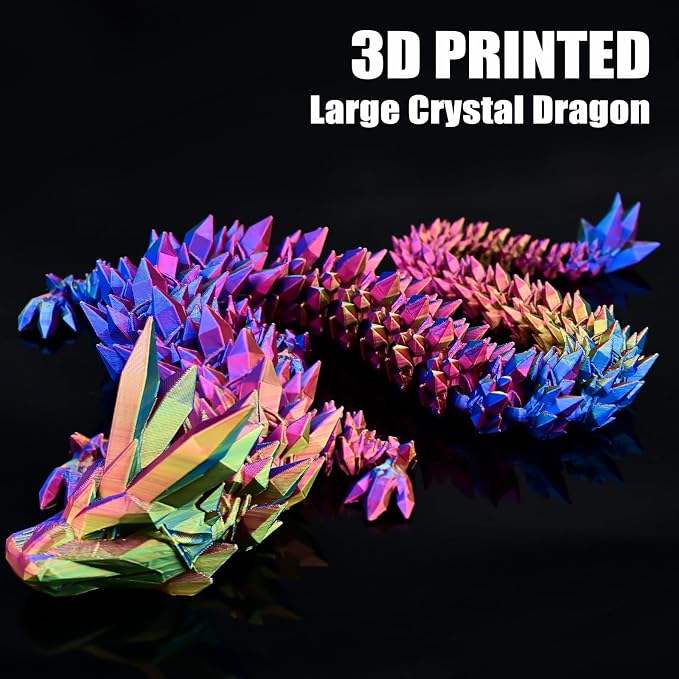 30 Inch Large 3D Printed Dragon 76cm Long Fidget Toy Gift Decor | Flexible Giant Articulated Dragon Toy, Home Desk Decoration, Birthdays Christmas Gift for Kid Boy Girl Adult, Red Yellow Blue
