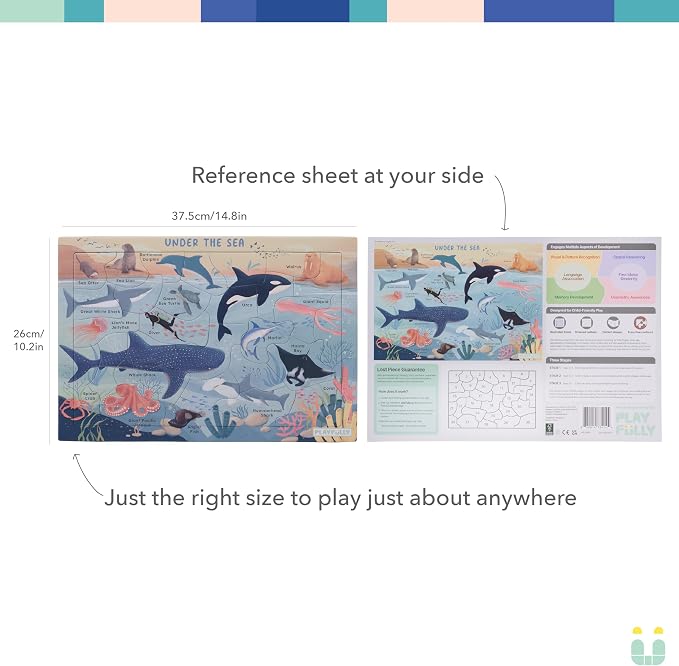 ‘Under the Sea’ 30 Piece Puzzle with Frame for Kids Ages 3-5 | Lost Piece Guarantee | Unique Shapes | Child-Centric Design | Educational Toy for Cognitive Development, STEM, Fine Motor