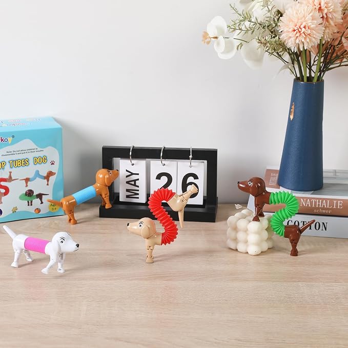Dog pop Tubes fidgets,Dog Party Favors, Stocking Stuffers for Kids | dog toys for kids, toddler stocking stuffers,toys for autistic kids 5-7,easter egg fillers,easter egg stuffers