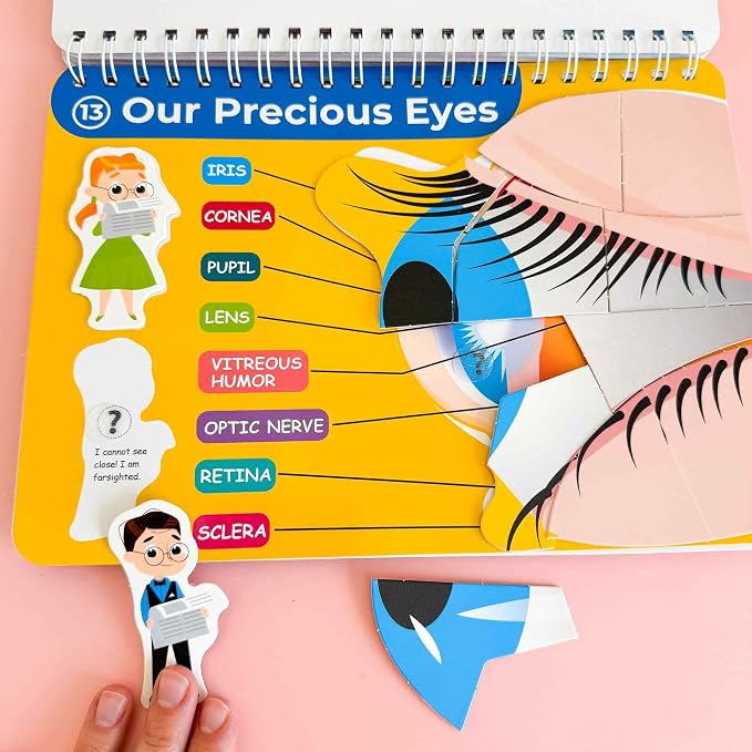 Montessori Busy Book for Kids Ages 4-8 — My Preschool Toddler Busy Book 3-5 | Velcro Human Body Anatomy Busy Book for Learning at Home or Classrooms — Kids Busy Books Come Fully Assembled