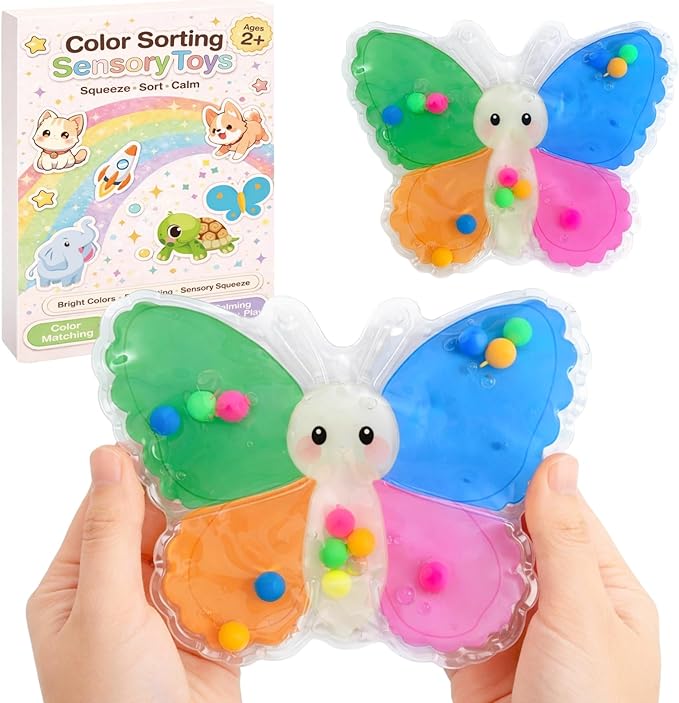 Sean's Choice Color Sorting Sensory Toys for Toddlers, Roadtrip Travel Essenstial Fine Motor Autism Fidget Preschool Classroom Activities for Kids (Butterfly)