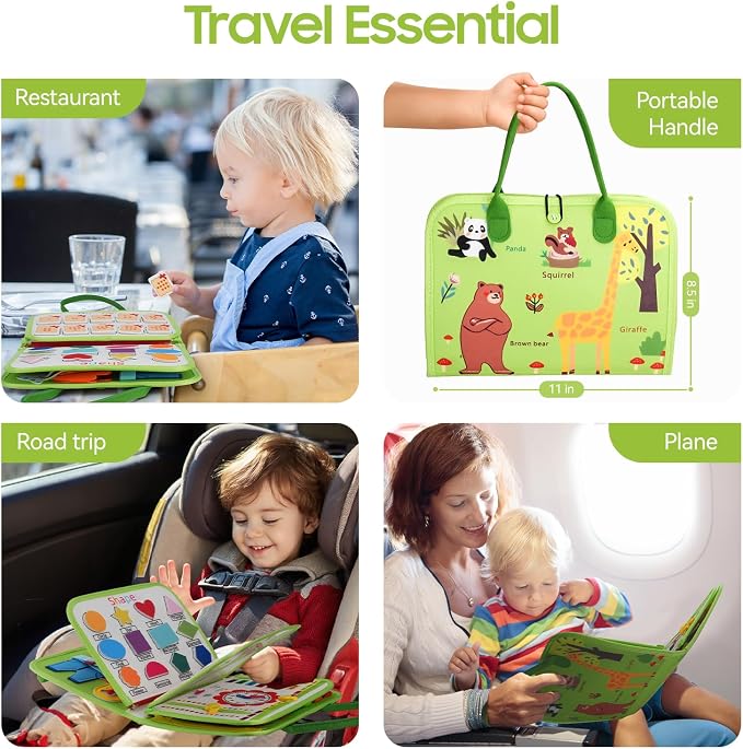 HumorPlay Montessori Gifts for 1,2,3 Year Old Boy Toys, Educational Busy Book for Toddlers 1-3 Age, Christmas Birthday Gift for 1-2 Year Old Boy Toys