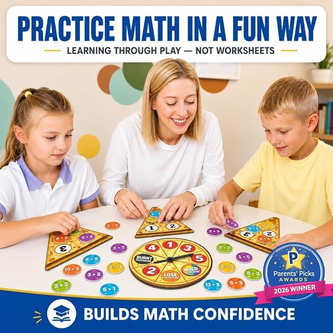 Matheroni Pepperoni Math Games for Kids 8-12, Multiplication and Division | 3rd-6th Grade STEM Board Game, Homeschool & Classroom Learning, Educational & Fun Pizza Game for 8+ year old
