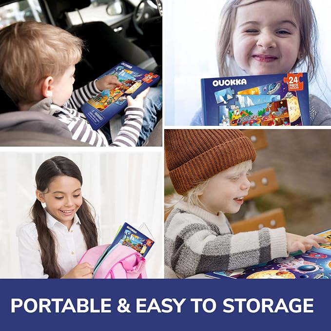 QUOKKA Travel Magnetic Puzzles for Toddlers 1-3 – 20+Pcs Animals Game with Extra-Long Play Book – Fun Travel Jigsaw Game Toy for Kids Ages 3-5 – Strong Magnets for Car Activities