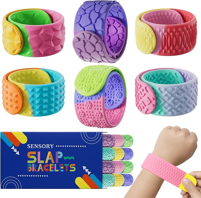 Sensory Slap Bracelets for Kids Teens,12PCS Fidget Toys Snap Bracelets for Stress Anxiety Autistic ADHD,Calm Down Classroom Travel Students Prizes Toys, Stocking Stuffers for Teens Boys Girls