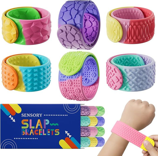 Sensory Slap Bracelets for Kids Teens,12PCS Fidget Toys Snap Bracelets for Stress Anxiety Autistic ADHD,Calm Down Classroom Travel Students Prizes Toys, Stocking Stuffers for Teens Boys Girls