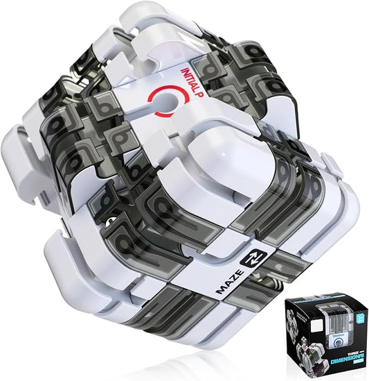 1 Sets Large Labyrinth 3D Maze Cube Puzzle Maze Game Gravity 3D Puzzle Cube Brain Teaser Ball Games for Kids Education Sensory Toys Gift for Adults (Classical,White)