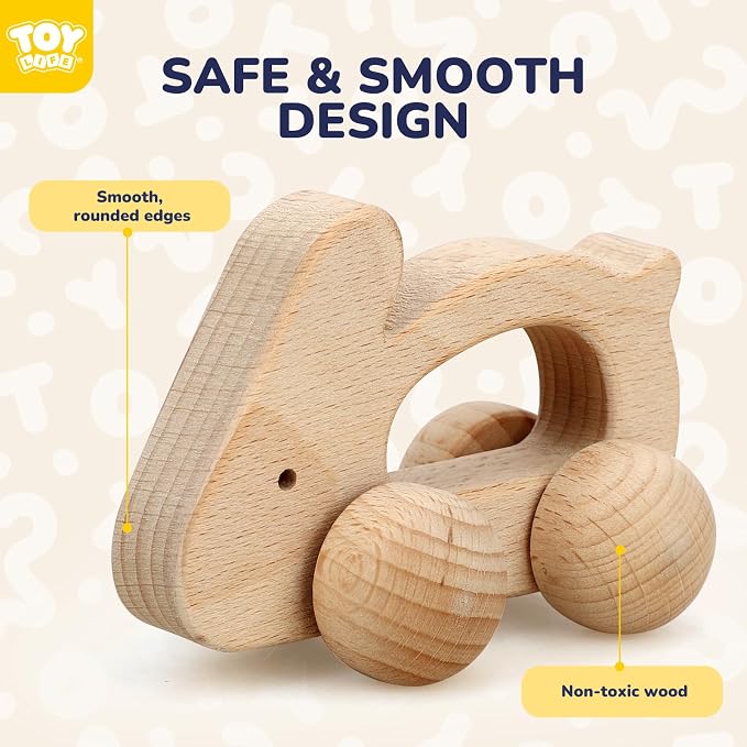 TOY Life Wooden Toys Cars, Montessori Baby Toys 6-12 Months, Wooden Baby Toys Rattle Cars for Toddlers 1-3, Baby Boy Nursery Decor, Montessori Toys for 1 Year Old Boy (Animal Set)
