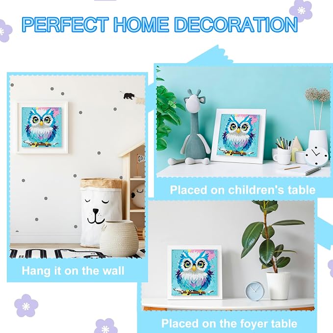 Nardoll Diamond Art Kits for Kids - Arts and Crafts for Kids Ages 4-8-12 - Dimond Art Painting with Wooden Frame - GEM Art for Girls Gifts Boys Adults Beginners Home Wall Decor(7x7inch)