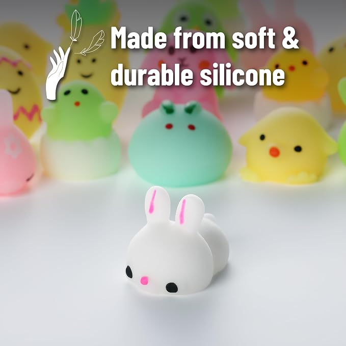 Mr. Pen- Easter Squishy Toys for Kids, 48 Pack | Washable Twistable Stretchy Squishies Bulk, Soft Stress Relief Sensory Toys for Squeezing, Easter Basket Stuffers