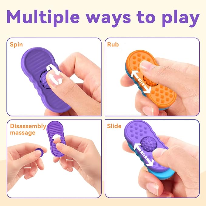 Silicone Sensory Fidget Toy for Kids and Adults, Quiet Tactile Toy 4 Pack | SILICONE TACTILE DESIGN: Features a silicone surface for touch-based interaction during everyday fidget play