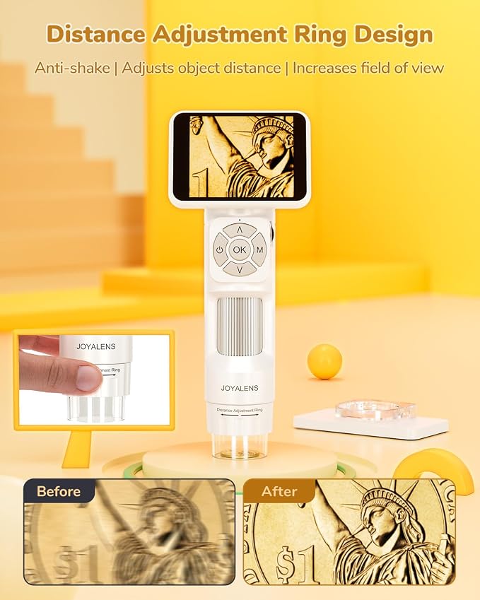 JL113 Digital Microscope Handheld with 2.8" Screen, 1080P Video | Anti-Shake, Portable Coin Magnifier Camera, USB Output, 900mAh battery, 8 LED Lights, PC View, 32GB, for Kids Adults