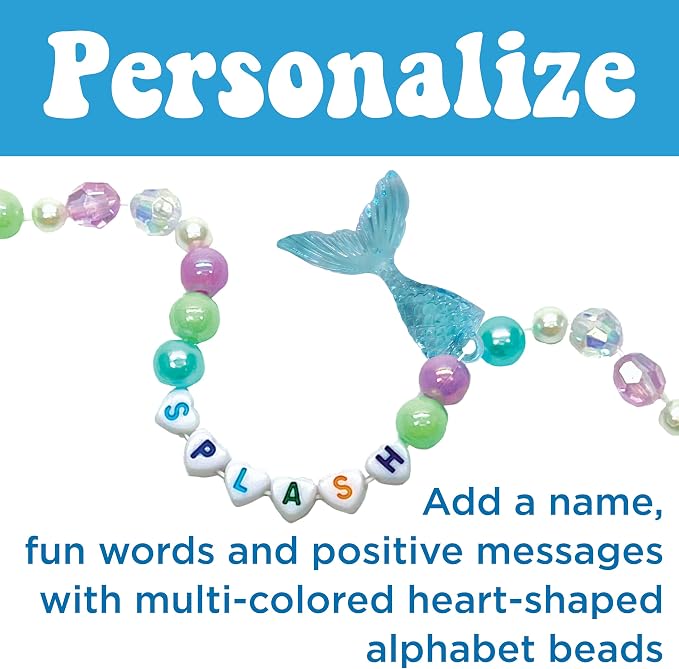 Creativity for Kids Mermaid Bead Jewelry Jar: Create 40+ Friendship Bracelets for Girls, DIY Girls Beads Jewelry Making Kit, Summer Activities for Kids & Mermaid Gifts (Ages 6+)