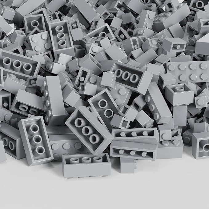 300 Pcs Classic Building Bricks, Light Gray Bulk Bricks,Compatible with Major Brands Parts and Pieces, Creative Building Block Toys for Boys Girls Ages 6 7 8 9 10 Year Old