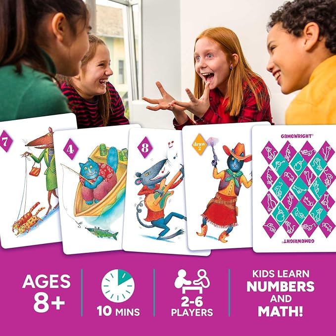 Gamewright Rat‑A‑Tat Cat Card Game – Family Board Games & Kids Games | Memory & Strategy Game for Kids 6+ | Quick Play Card Game for Family Game Night, 2‑6 Players