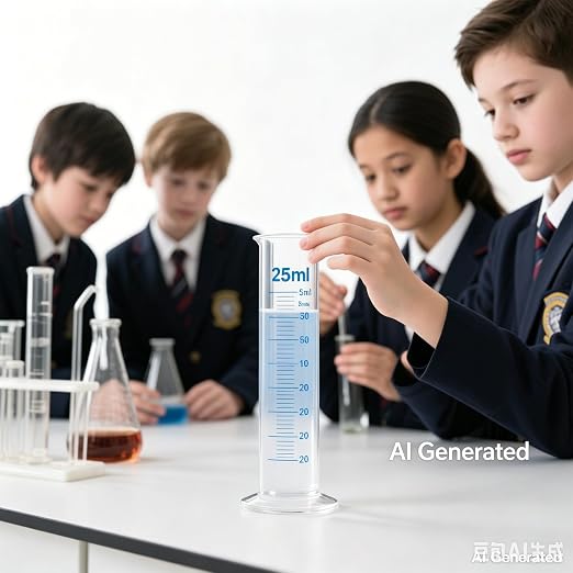 Plastic Graduated Cylinder Set - 25ml/50ml/100ml Measuring Cylinders for Science Lab, Chemistry Experiments, Kids Education - Shatterproof, Durable & BPA-Free (4-Pack 50ml)