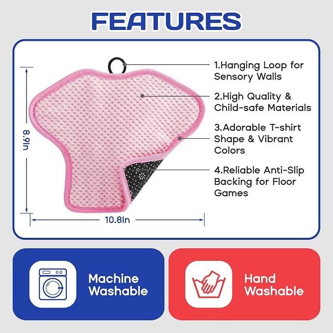 Upgraded Sensory Mats w/Activity Book, Sensory Toys for Kids with Autism (11 x 9 inches), Tactile Wall Panel Montessori Toy, Sensory Room Must Haves for Calming & Focused Learning