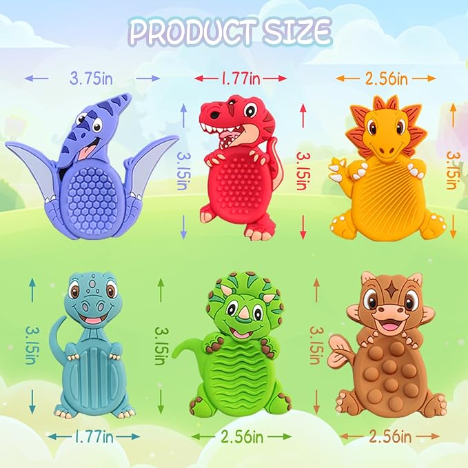 6pcs Dinosaur Sensory Fidget Stress Toys, Autism Calming Special Education Classroom Travel Essentials, Boy Girl Birthday Gifts Party Favor