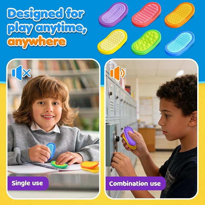 Fidget Sensory Toys for Kids- 6 Pack Textured Fidget Toys for Calming | Magnetic Sensory Toys for Students Stress Relief - ADHD Small Fidget Toys for Classroom Prizes