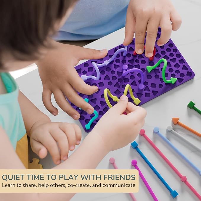 Sensory Activity Board for Kids Boys Girls, Fidget Toys for Stress Anxiety Autistic ADHD, Fidgets for Classroom Travel Airplane Toys for 3+ Year Old, Portable Travel Storage Box & 14 Strings