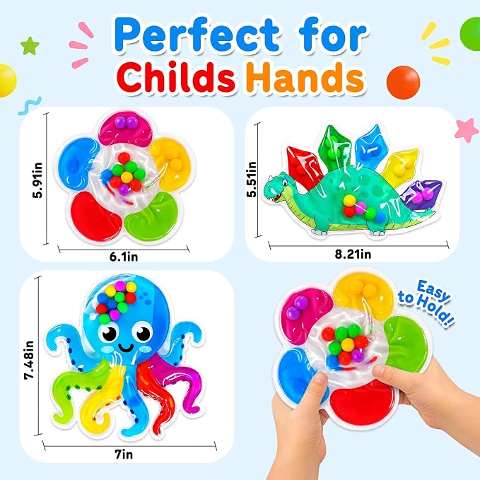 3PCS Color Sorting Sensory Squeeze Fidget Toys for Kids,Montessori Preschool Learning Fine Motor Skils Matching Travel Roadtrip Toy Birthday for Boys Girls Ages 3+