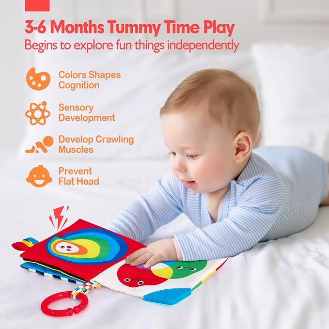 hahaland Baby Books 0-6 Months - 2PCS Infant Tummy Time Babies Toy | Newborn High Contrast Visual Development Sensory Book Baby Girl Boy Shower Birthday Easter Basket Stuffers