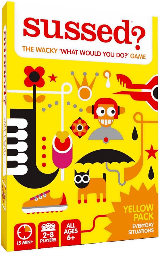 SUSSED The Wacky ‘What Would You Do’ Social Card Game - Fun & Easy for Kids - Family Travel Game for Road Trips & Car Journeys - Ages 6 & Up - Yellow Deck