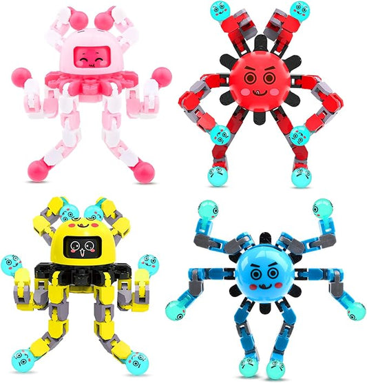 Transformable Fidget Spinner Toys for Kids and Adults,4 Pcs Travel Toys for Boys Girls Sensory Toy ADHD Stress Relief Toy,Party Favors Birthdays Gifts for Teens Road Trip Travel Essentials