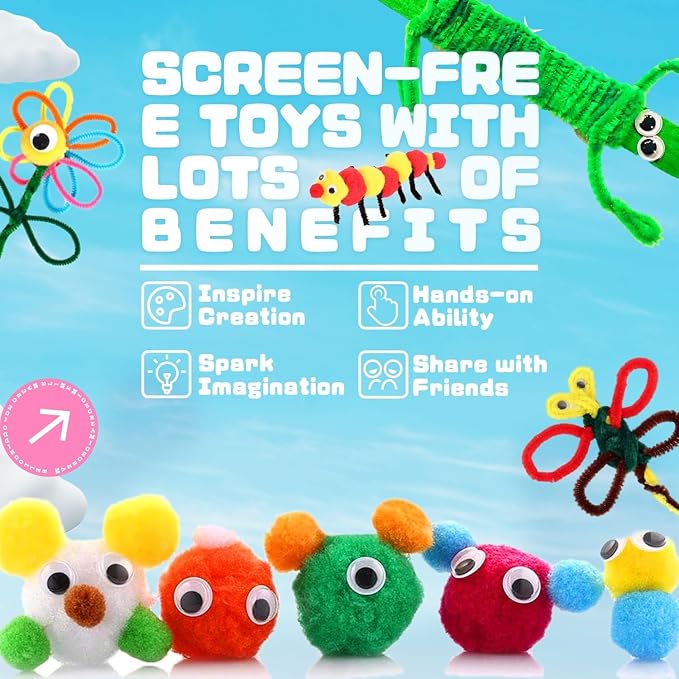 SMILESSKIDDO Kids Arts and Crafts, 1000+ PCS Craft Kits with Storage Box | Portable 3-Layer Folding Storage Box, 1000+ Pcs DIY Craft Supplies, School Craft Projects, Gifts for Girls Ages 4-12